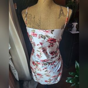 Windsor Ivory Slip Dress with Pink & Green Floral Print